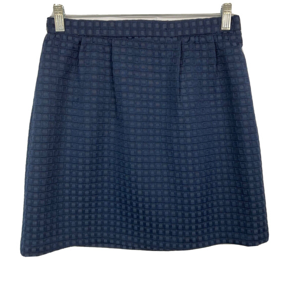 Katherine Barclay Skirt Womens Sz 4‎ Navy Blue Mini Pleated Gold Zipper Textured - Picture 1 of 8